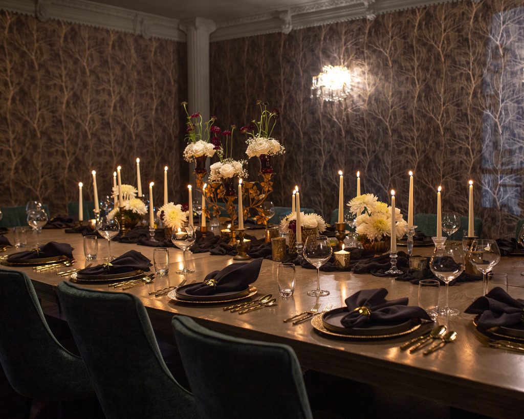 Pearl & Horn private room, featuring a long dining table