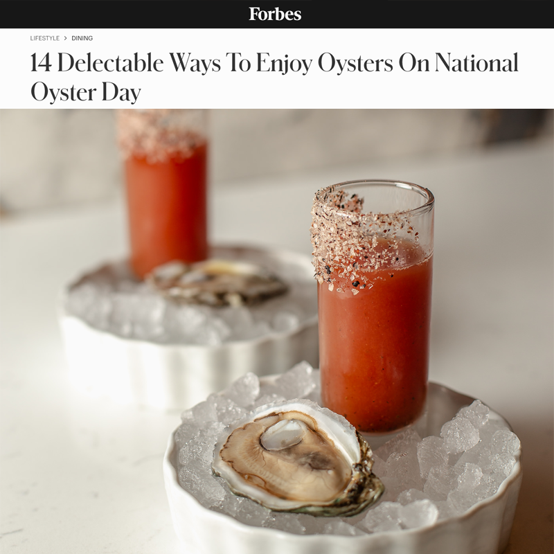 Screen capture of a Forbes article on Pearl & Horn's Tipsy Oyster Shooter